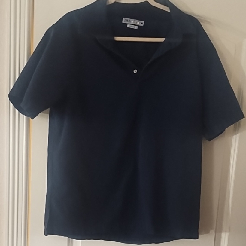 Zara Men's Blue Polo Shirt